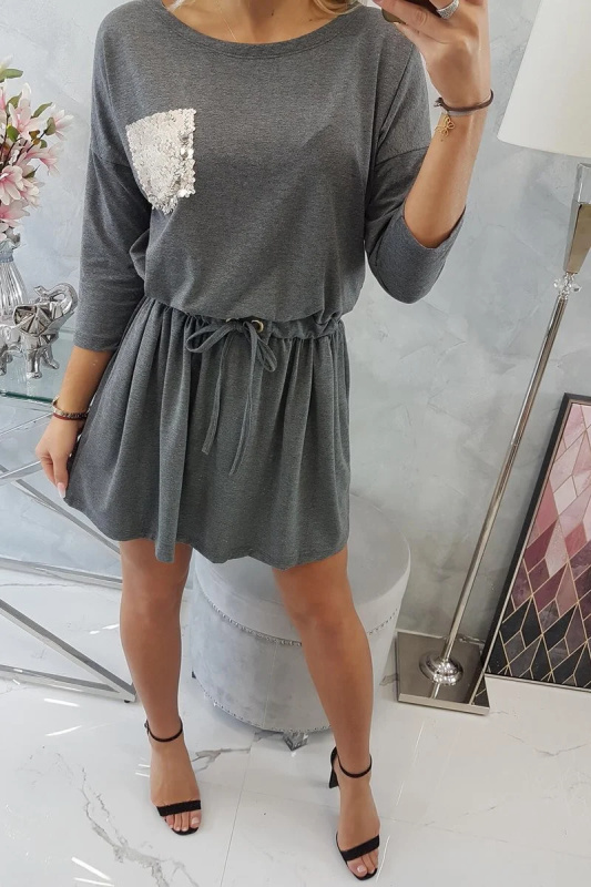 Kesi Flitrové šaty Lacey s kapsami Barva: Šedá - tmavě, Velikost: UNI