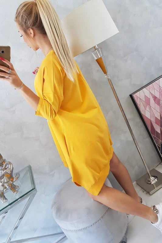 Kesi Šaty 9007 s potiskem a rozšířeným spodním dílem Barva: Žlutá, Velikost: UNI