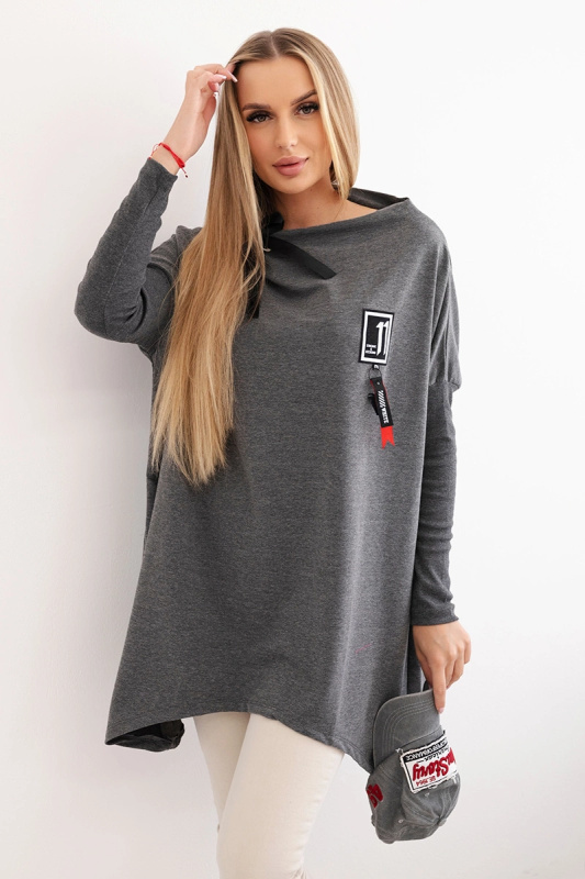 Kesi Oversize halenka Uzma s asymetrickými boky Barva: Šedá - tmavě, Velikost: UNI