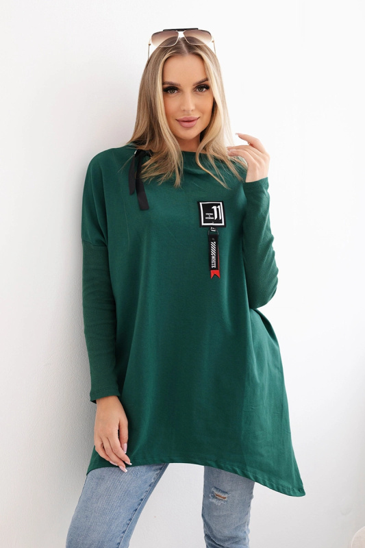 Kesi Oversize halenka Uzma s asymetrickými boky Barva: Zelená - tmavě, Velikost: UNI