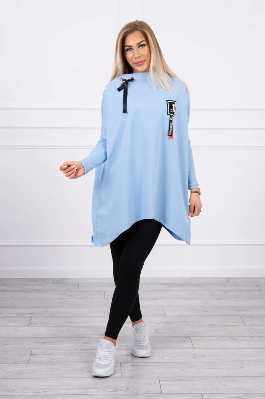Oversize mikina s asymetrickými boky modrá UNI