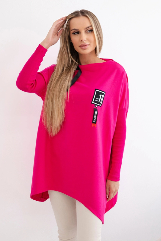 Kesi Oversize halenka Uzma s asymetrickými boky Barva: Růžová - tmavě, Velikost: UNI