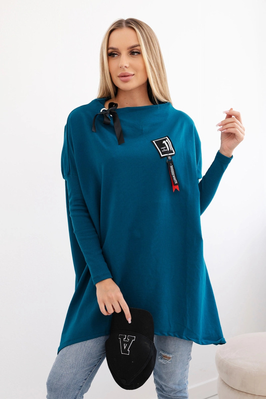 Kesi Oversize halenka Uzma s asymetrickými boky Barva: Modrá - tmavě, Velikost: UNI
