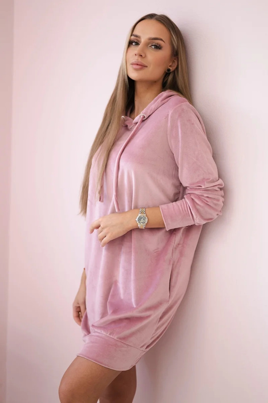 Kesi Velurové šaty Sophie s kapucí Barva: Růžová, Velikost: UNI