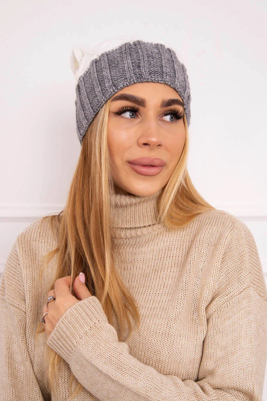 Milano fleecová čepice K203 ecru+grey UNI