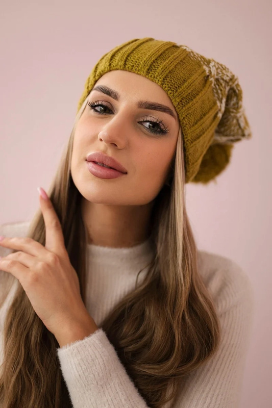 Milano fleecová čepice K203 ecru melange+kiwi UNI