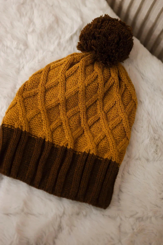 Milano fleecová čepice K203 mustard melange+brown UNI