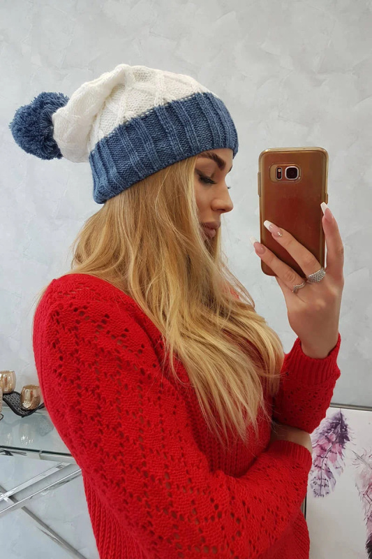 Milano fleecová čepice K203 ecru+jeans UNI