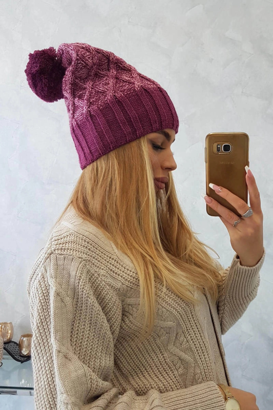 Milano fleecová čepice K203 tmavě růžová+hnědá UNI