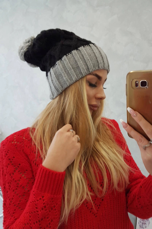 Milano fleecová čepice K203 černá+šedá UNI