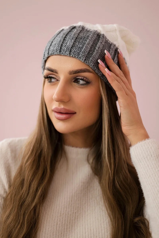 Milano fleecová čepice K203 grey melange+ecru UNI