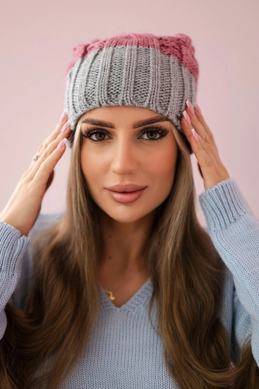 Paris fleecová čepice K212 tmavě růžová+šedá UNI