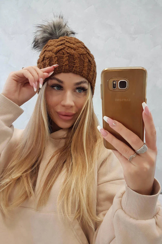 Fleecová čepice Daria K217 světle hnědá UNI