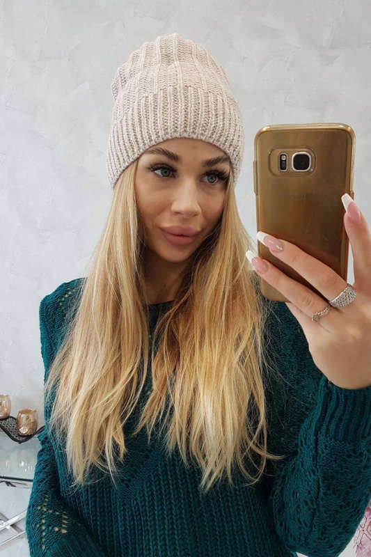 Fleecová čepice Anna K238 béžová UNI