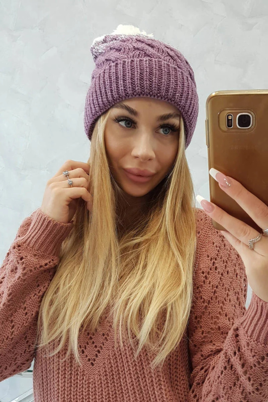 Fleecová čepice Ilona K218 fialová+bílá UNI