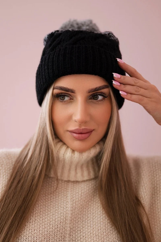 Fleecová čepice Ilona K218 černá+šedá UNI