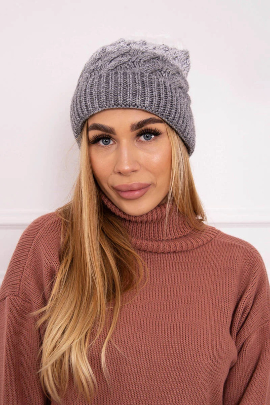 Fleecová čepice Ilona K218 šedá+bílá UNI