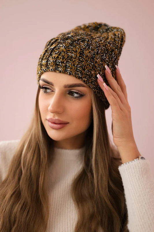 Veselá fleecová čepice K225 black+mustard UNI