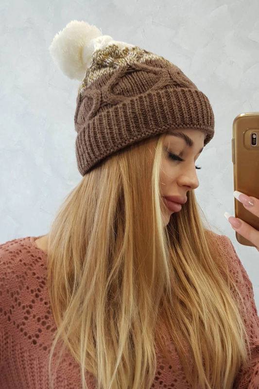 Fleecová čepice Alice K248 cappuccino+ecru UNI
