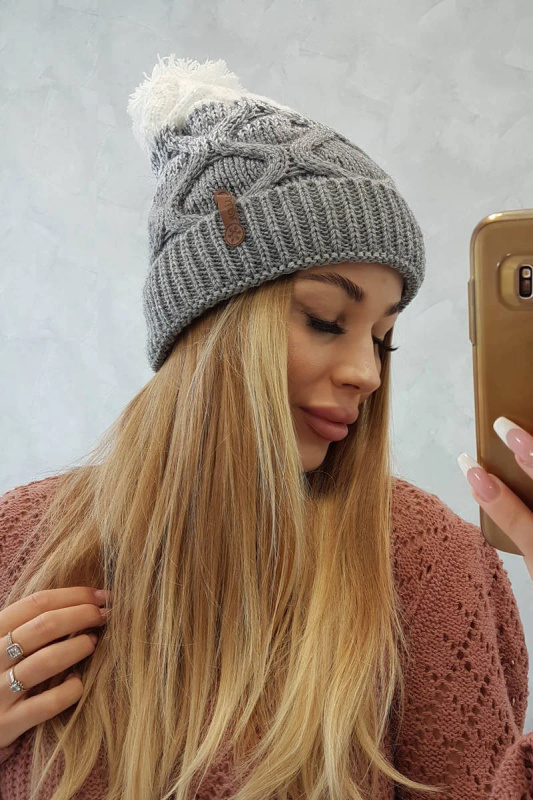 Fleecová čepice Alice K248 šedá+bílá UNI