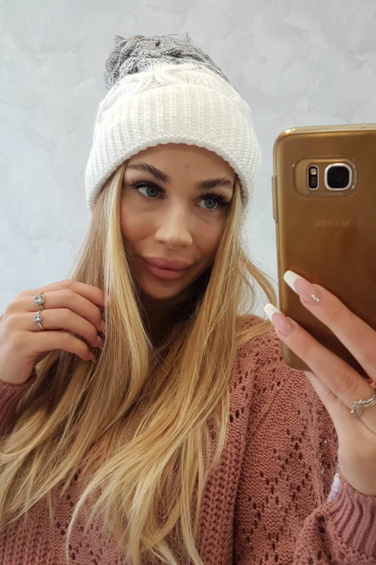 Fleecová čepice Alice K248 bílá+šedá UNI