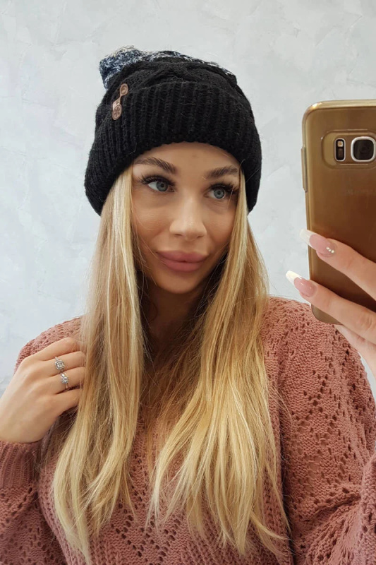Fleecová čepice Alice K248 černá+šedá UNI