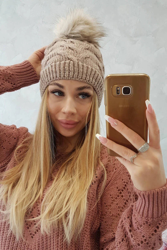 Fleecová čepice Ela K242 tmavě béžová UNI