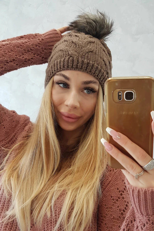 Fleecová čepice Ela K242 hnědá UNI