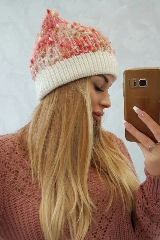 Bubble hat K219 ecru+malmine UNI