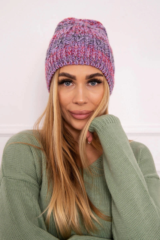 Fleecová čepice Melisa K241 fialová+červená UNI