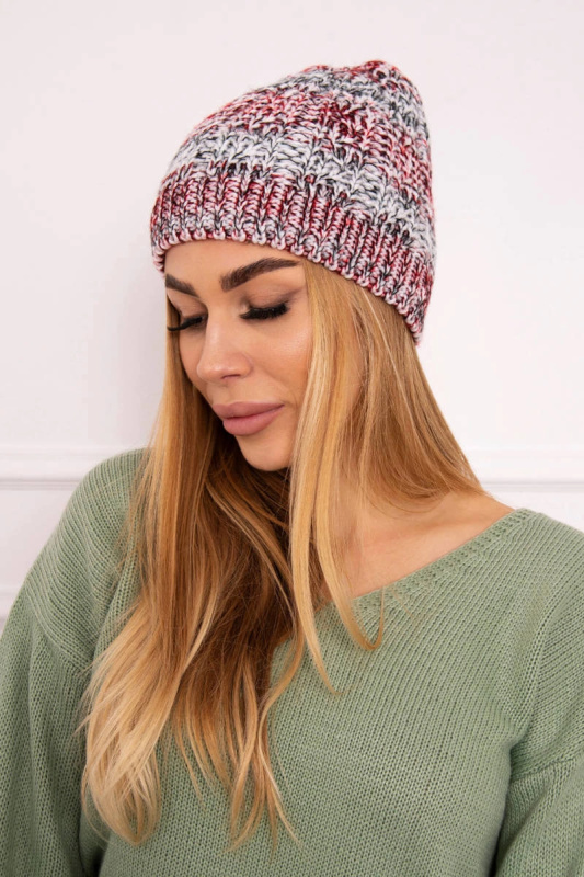 Fleecová čepice Melisa K241 burgundy+grey UNI