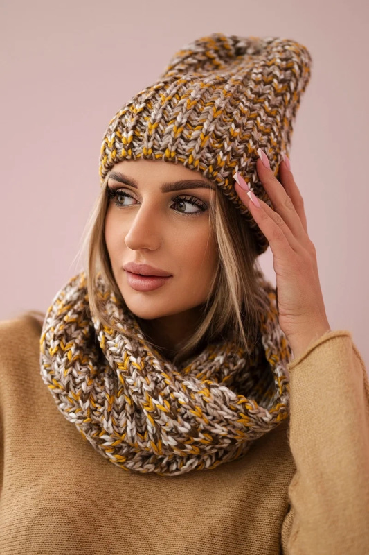 Dámská fleecová souprava Merry K202 hnědá+hořčicová UNI