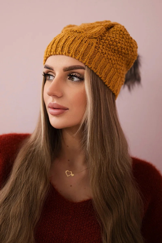 Sandra K210 hořčicová fleecová čepice UNI