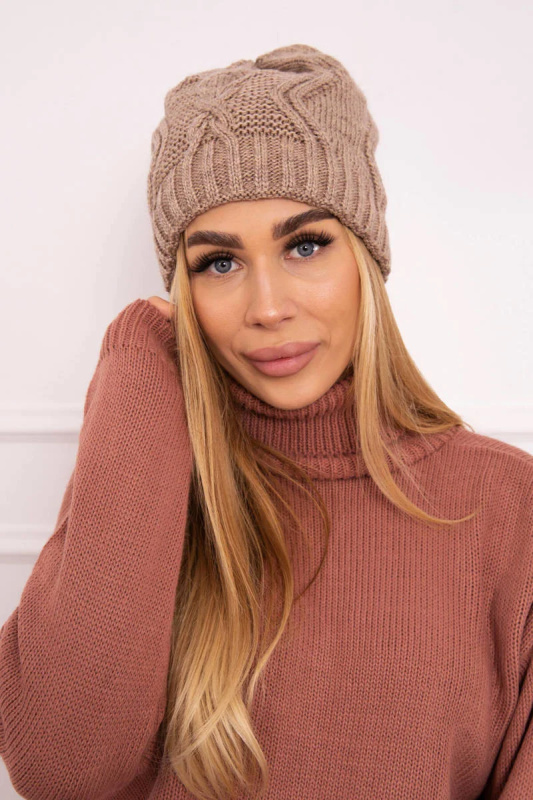 Fleecová čepice Sylwia K244 tmavě béžová UNI