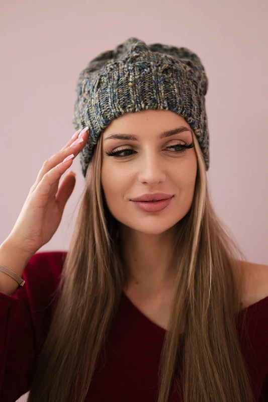 Fleecová čepice Roksana K209 denim+yellow UNI