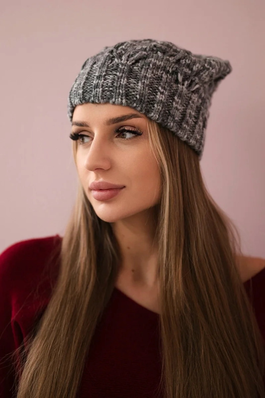 Fleecová čepice Roksana K209 ecru+grey UNI