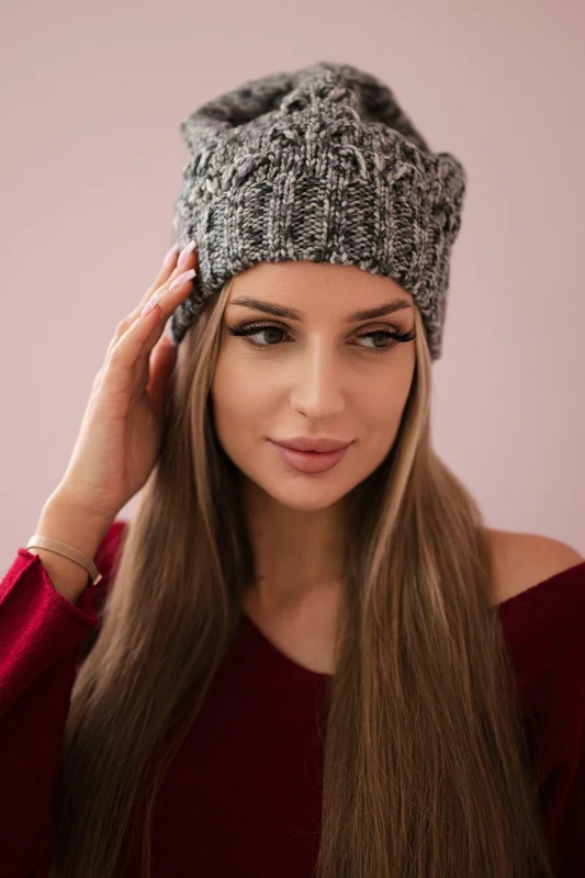 Fleecová čepice Roksana K209 šedá+fialová UNI