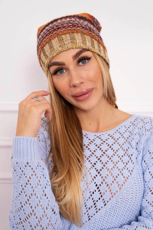 Krystyna fleecová čepice K207 hnědá+béžová UNI