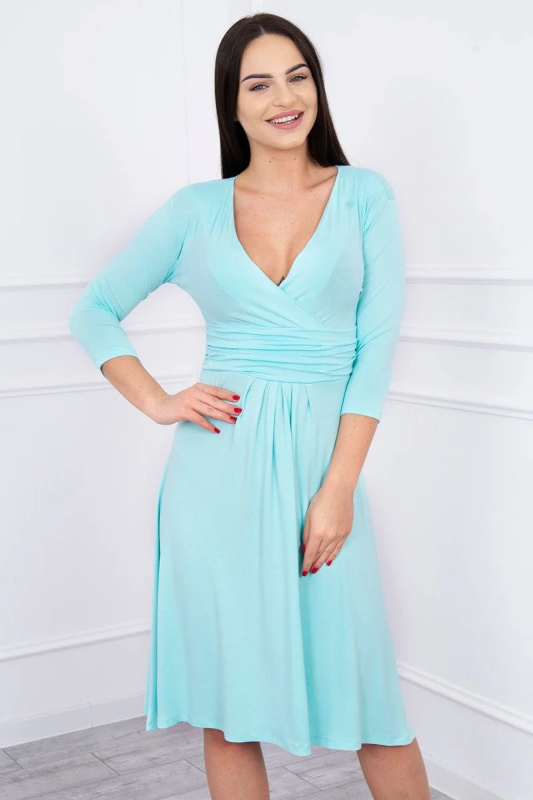 Kesi Šaty 8314 s průstřihem pod prsy Barva: Tyrkysová, Velikost: 2XL