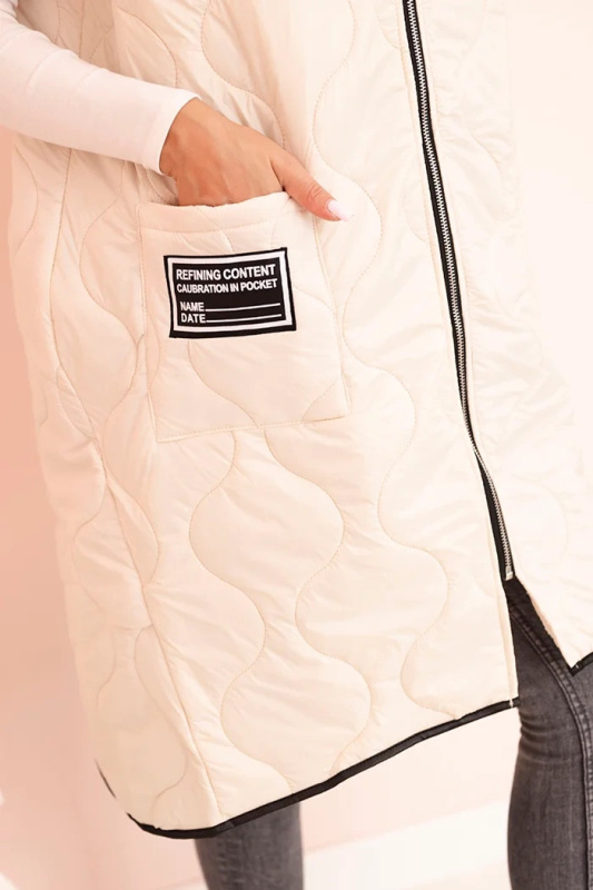 Kesi Dámská prošívaná vesta Plus Size s kapucí na zip Tech Barva: Béžová - světle, Velikost: UNI