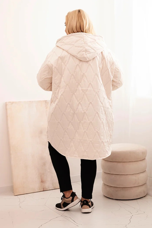 Kesi Dámská bunda Plus Size prošívaná s kapucí a nápisem HOPE Barva: Béžová - světle, Velikost: UNI
