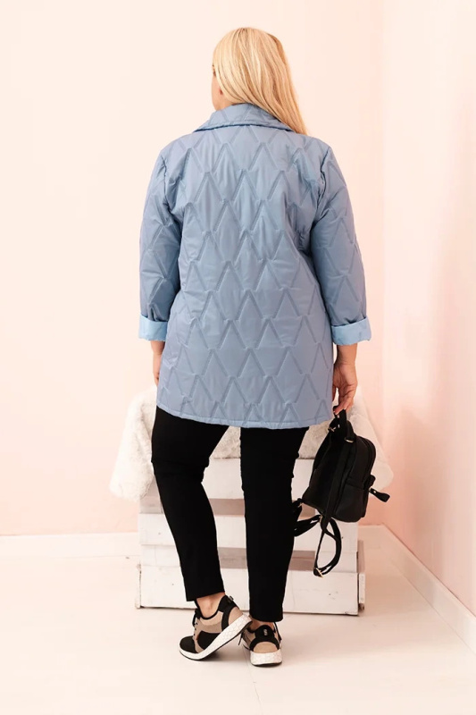 Kesi Dámská bunda Plus Size prošívaná s límcem a knoflíkem Barva: Modrá, Velikost: UNI