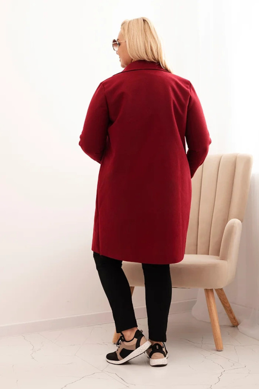 Kesi Dámský elegantní sako Plus Size s límcem a velkými kapsami Barva: Bordó, Velikost: UNI