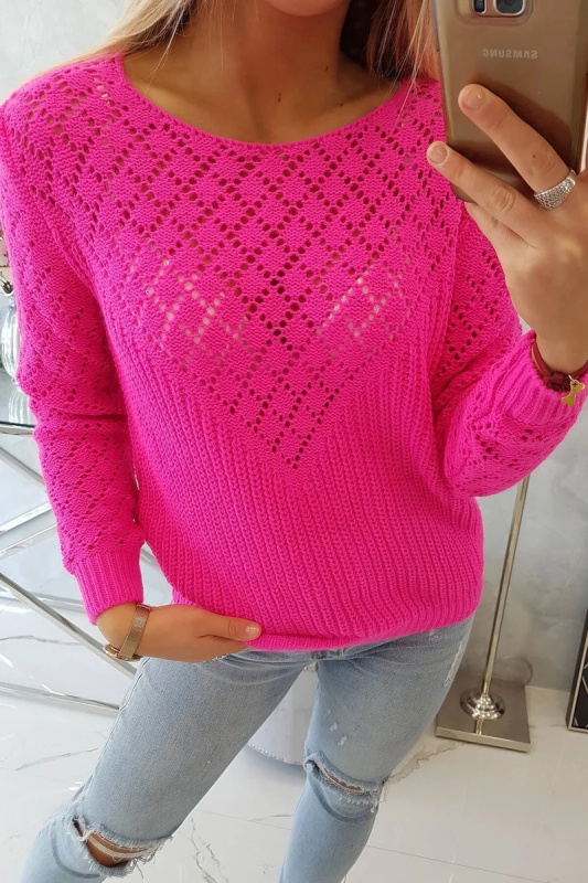 Kesi Jednobarevný svetr Ivy s kulatým výstřihem Barva: Růžová, Velikost: UNI
