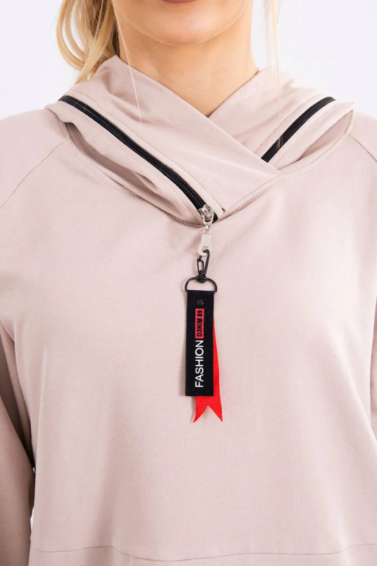 Kesi Mikina Hazel  na zip s kapucí Oversize Barva: Béžová, Velikost: UNI