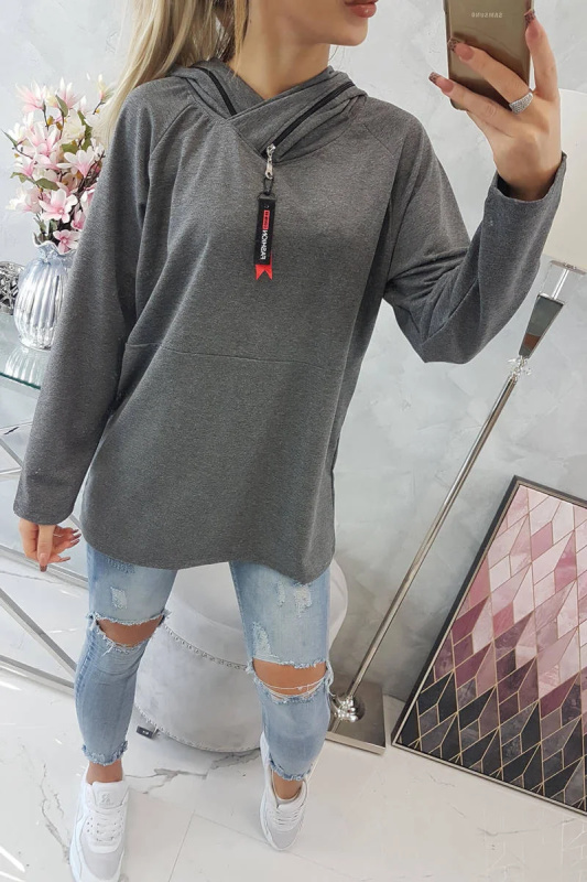 Kesi Mikina Hazel  na zip s kapucí Oversize Barva: Šedá - tmavě, Velikost: UNI