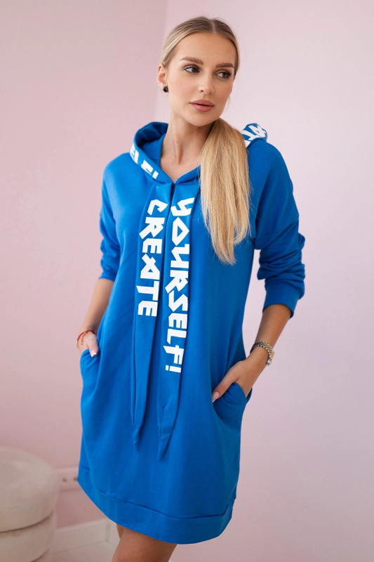Kesi Oversize šaty Create s kapucí Barva: Modrá, Velikost: UNI