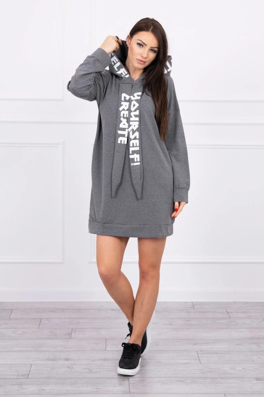 Kesi Oversize šaty Create s kapucí Barva: Šedá - tmavě, Velikost: UNI
