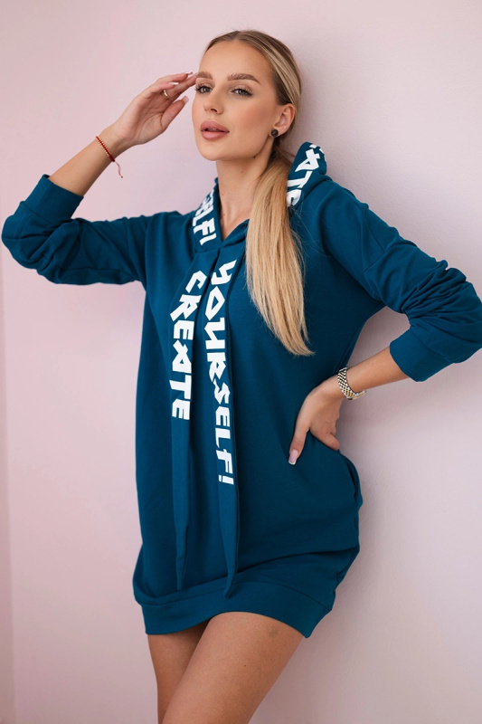 Kesi Oversize šaty Create s kapucí Barva: Modrá - tmavě, Velikost: UNI