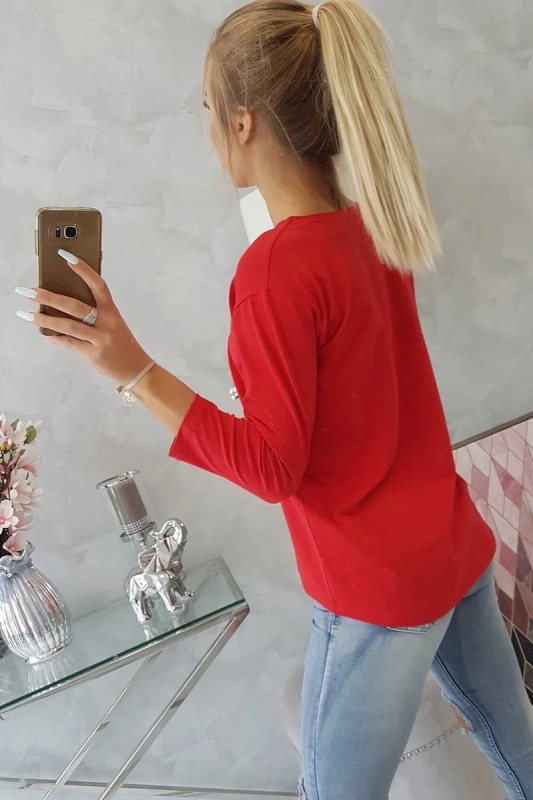 Kesi Pozoruhodná červená halenka s 3D grafikou Barva: Červená, Velikost: UNI